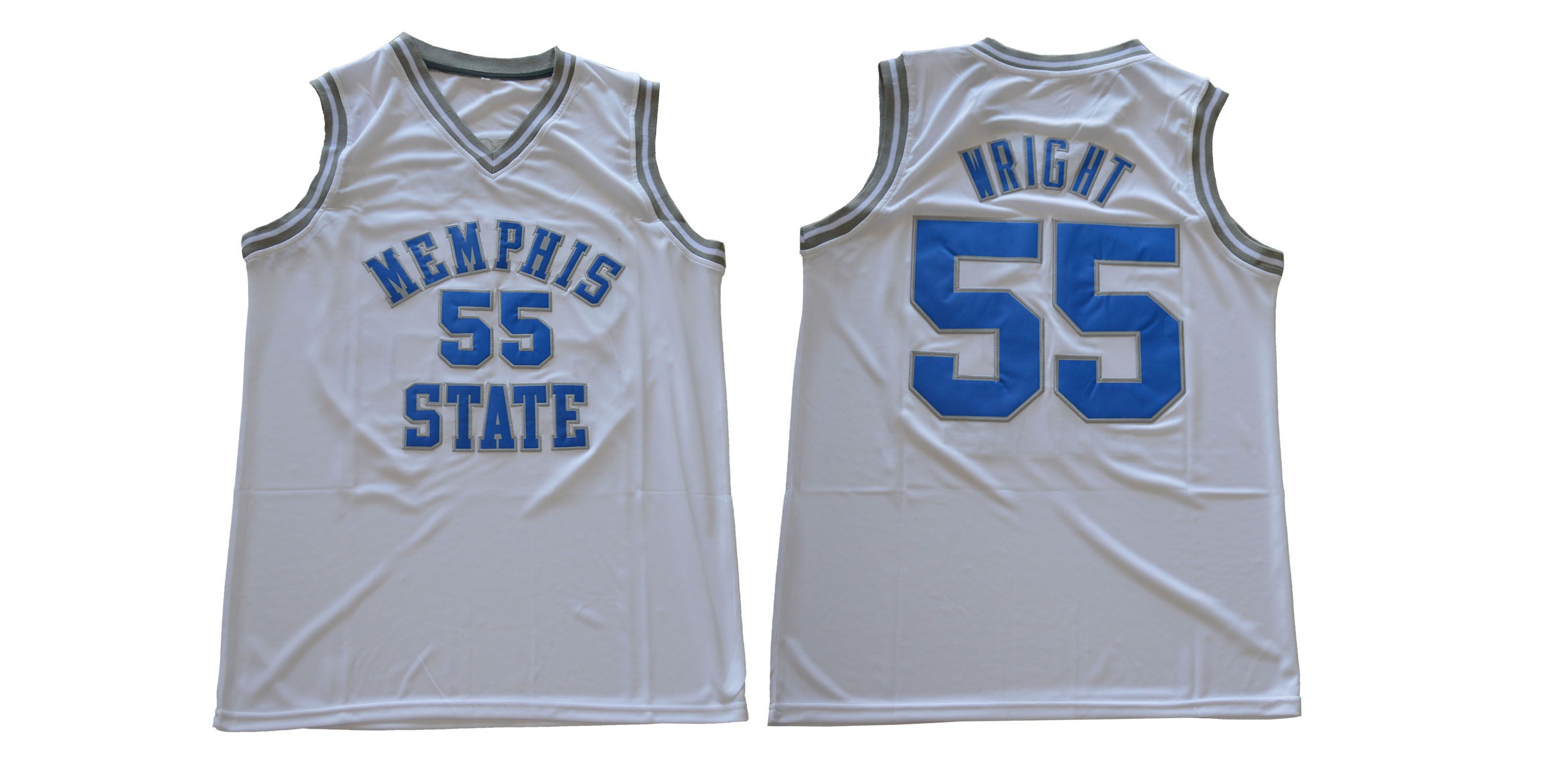 Men Memphis Tigers 55 Wright White NCAA NBA Jerseys